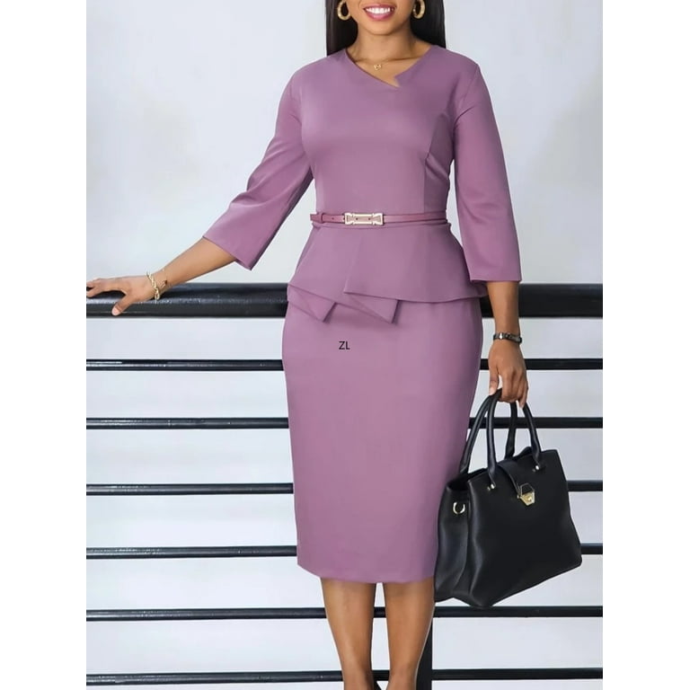 chinese dress ladies Elegant Black Church Dress for Women Short Sleeve Midi Dress Work Wear  Vintage Pencil Dress for Business Casual Outfits at Amazon Women's Clothing  store main image 1