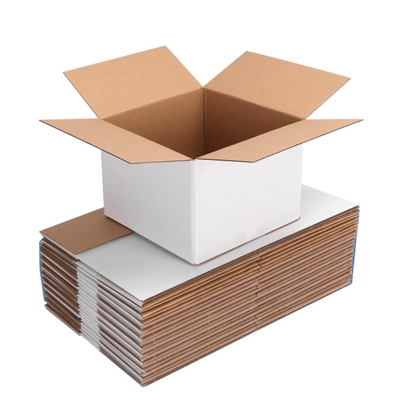 25-Pack 8x8x6 White Corrugated Cardboard Mailer Boxes