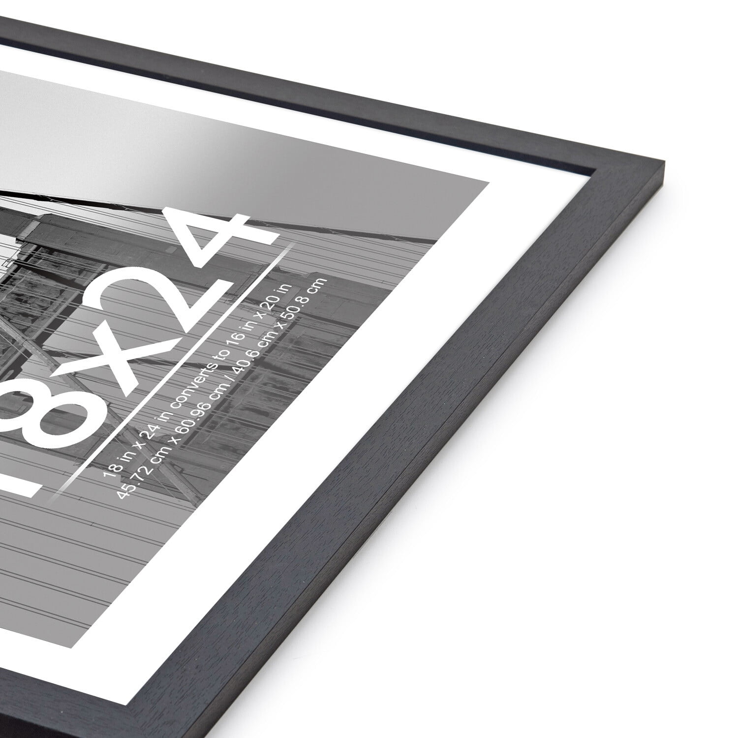 Meframe 18x24 Wooden Picture Frame, Matted to 16x20 Wall Poster Frame, Black