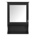thumbnail image 5 of GZXS 20'' Compact Wall-Mounted Wooden Medicine Cabinet with Single Mirror Door, Adjustable Internal Shelf & Open Storage, for Over-the-Toilet/Vanity/Bathroom/Laundry Room, Black, 5 of 7
