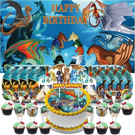 Wings of Fire Party Supplies Decor Decorations Plates Movie Cake Topper Backdrop Background Banner