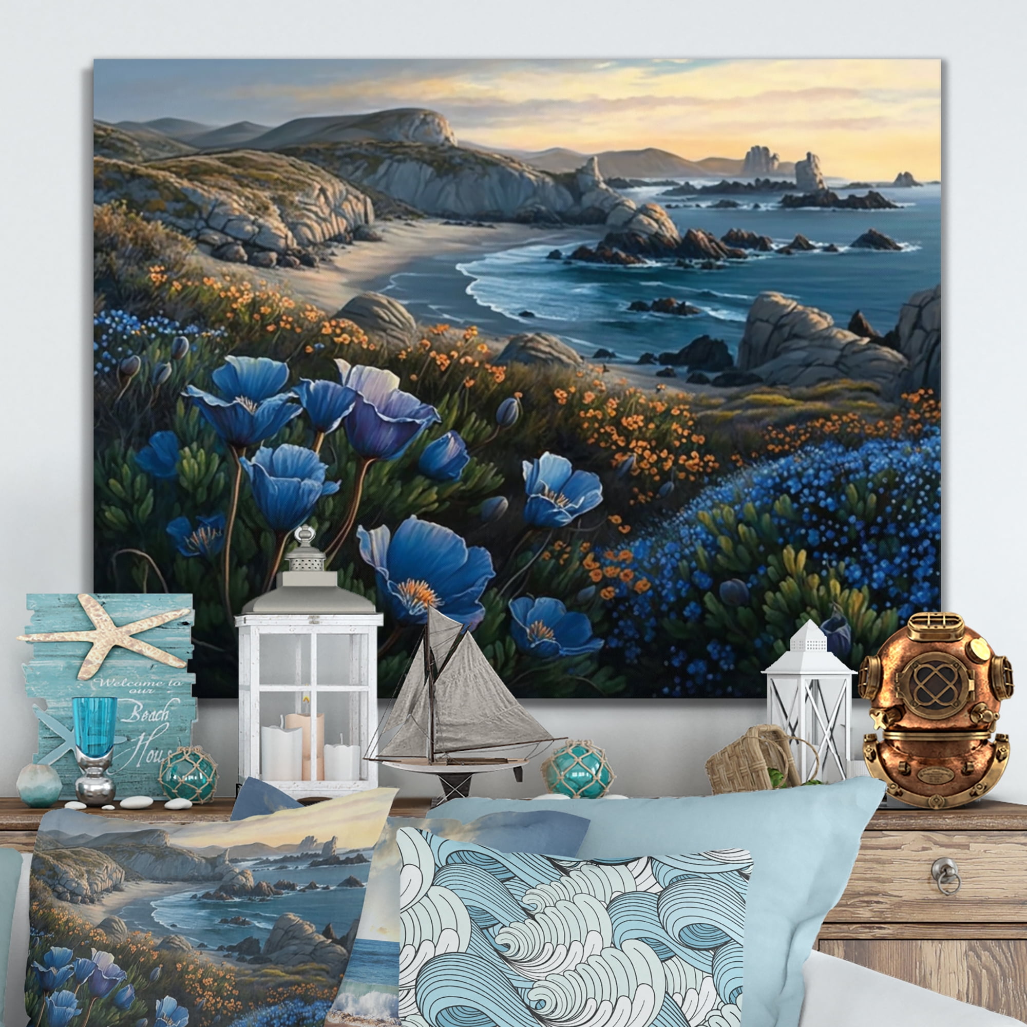 Designart Flowers By The Coast II Canvas Wall Art