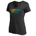 thumbnail image 2 of Women's Black Chicago Bulls Team Pride Wordmark V-Neck T-Shirt, 2 of 3