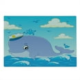 thumbnail image 2 of Cartoon Cutting Board, Nursery Themed Image of Whale with Captain Hat on Ocean Sky, Decorative Tempered Glass Cutting and Serving Board, in 3 Sizes, by Ambesonne, 2 of 5