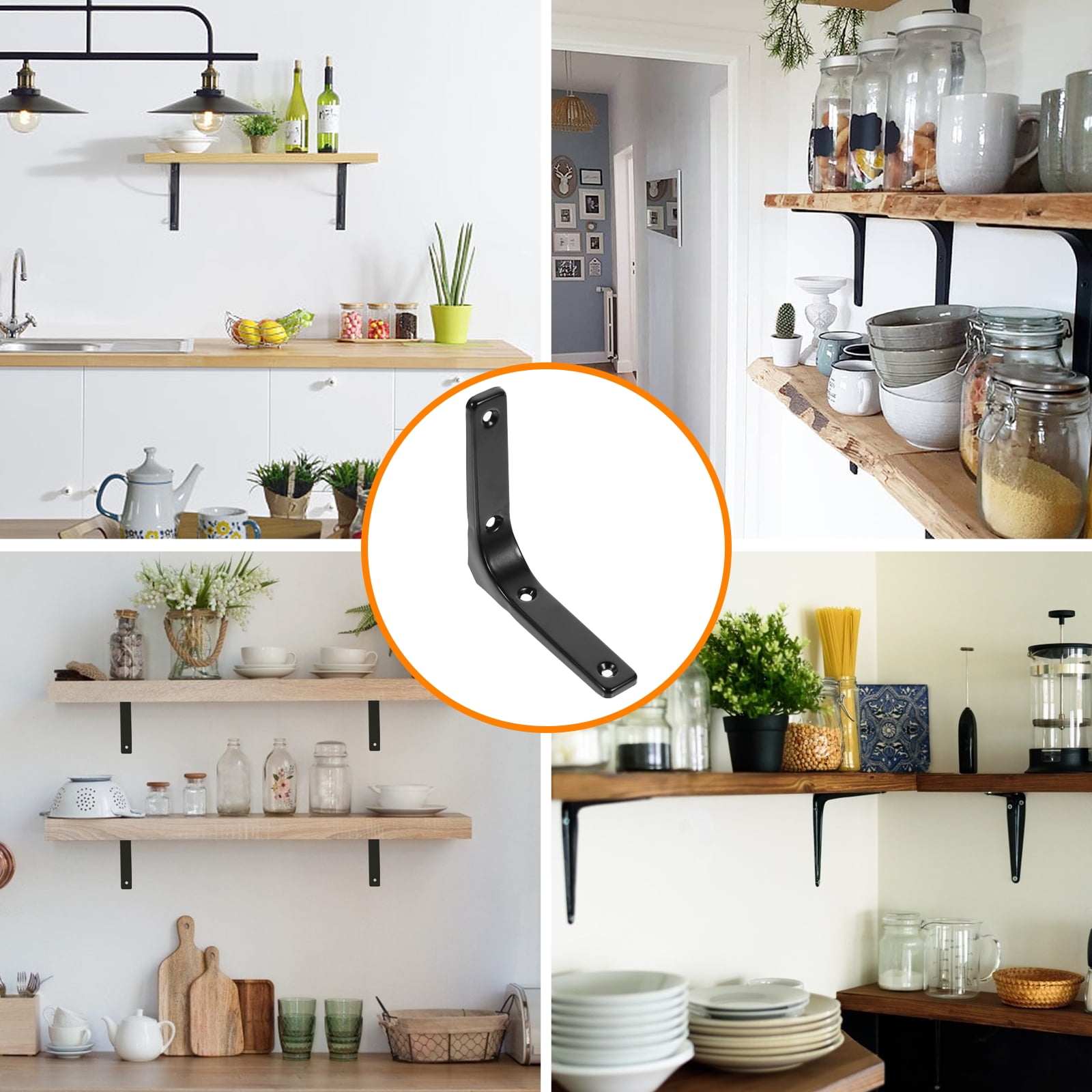 8 pcs  Stainless Steel Shelf Bracket Wall Mount Shelf Support Fixing Bracket L Shape Bracket