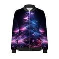 thumbnail image 5 of LOVZFMLL Vestes pour Femmes Chandail en Molleton Ample à Manches Longues avec Fermeture Éclair Veste de Baseball Tricotée Décontractée, 5 of 5