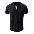 thumbnail image 5 of Dwelliawo Mens Casual T-Shirts Soft Loose Fit Tops Short Sleeve Lightweight Pullover Solid Color Henley Shirts Pocket Athletic Shirt Black XL, 5 of 5
