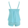 thumbnail image 6 of Zhden Two Piece Swimsuit for Women V Neck Tummy Control Tankini Bathing Suits Solid Color Flowy Swimsuits（Sky Blue,4XL）, 6 of 7