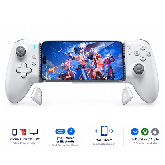 Mobile Gaming Controller with Hall Effect Joysticks & Triggers, Mechanical Micro-Switch Buttons, USB-C Wired Connection for Android/iPhone 15 Series