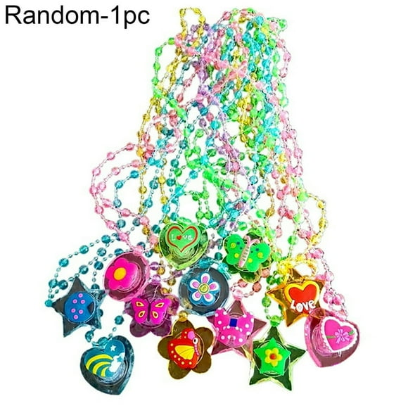 Star Love Heart Flower Butterfly Pendant Beads Light Up Necklace Kids Play Toy