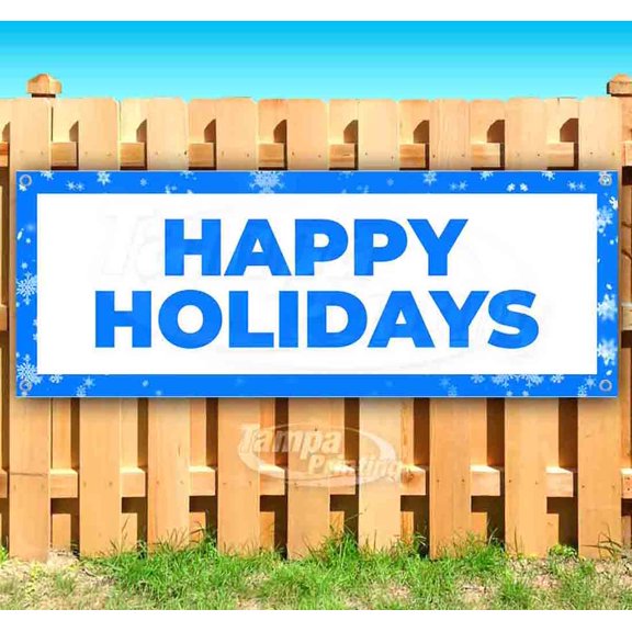 Happy Holidays 13 oz Vinyl Banner With Metal Grommets