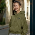 thumbnail image 3 of Dalix Butterfly Embroidery Washed Hoodie Sweatshirt Hoodie Fleece Relaxed Fit Lounge Womens in Olive L Large, 3 of 5