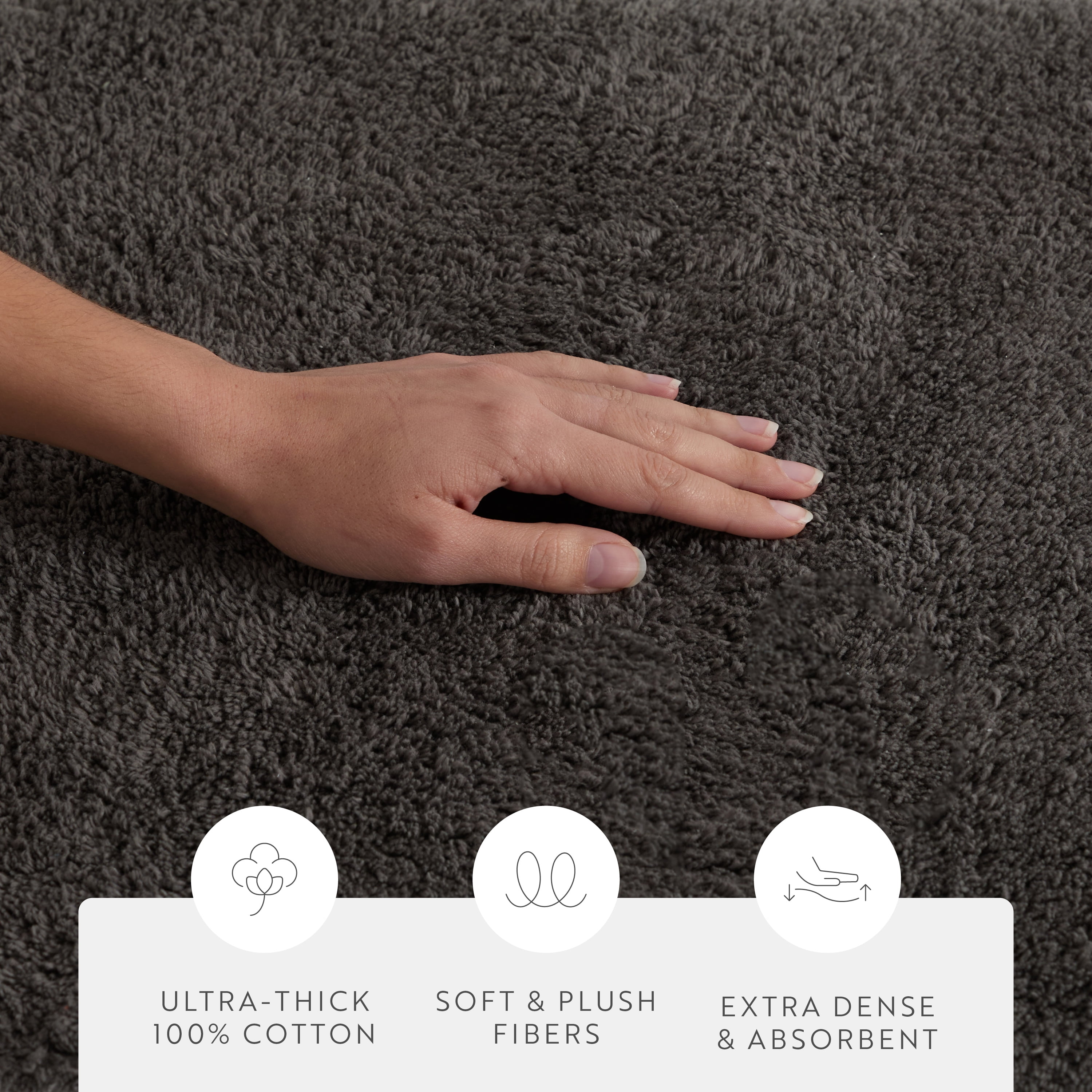 100% Cotton Reversible Solid Bath Mat by Comfort Canopy, Gray, 24" x 17"