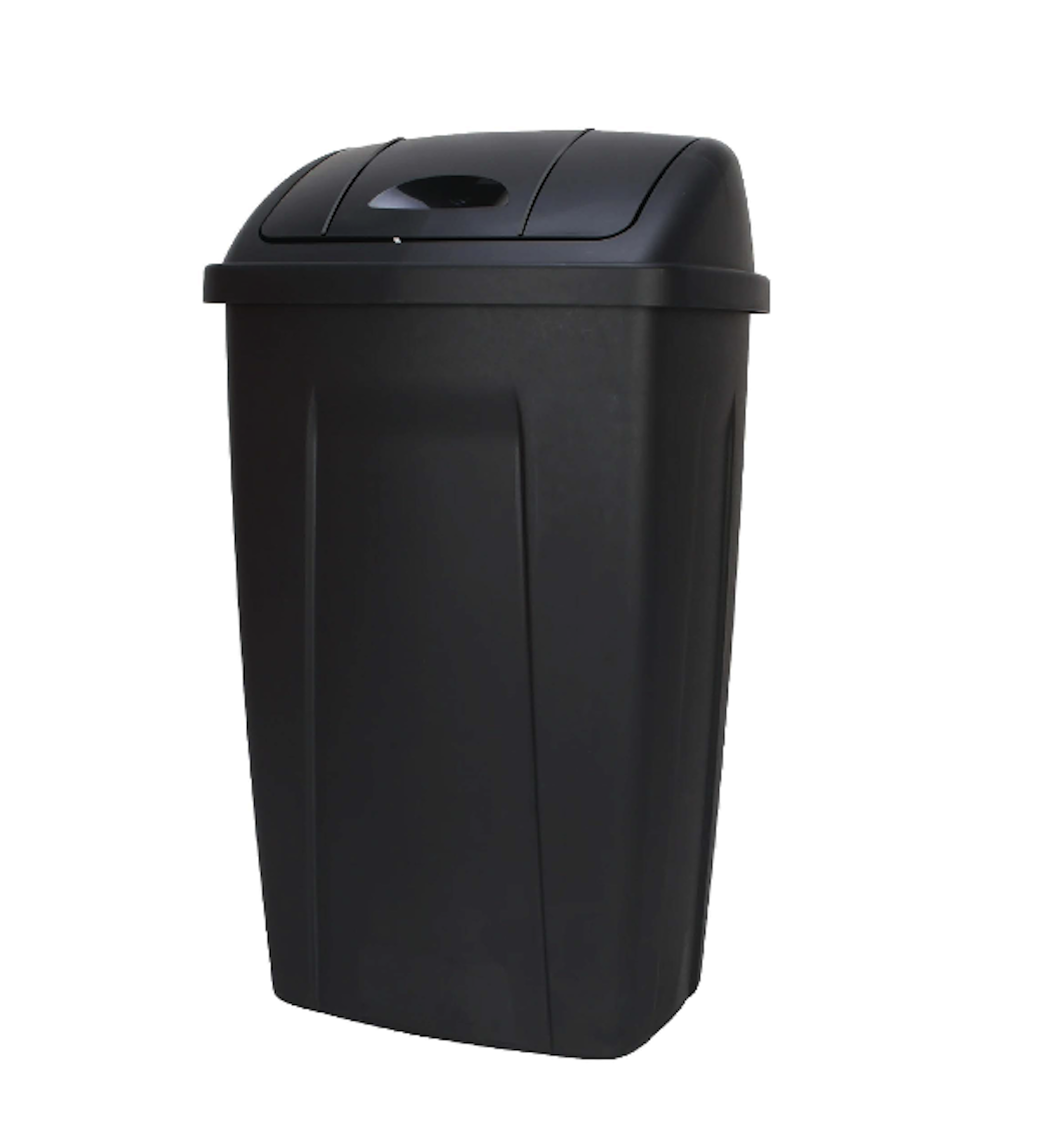 Mainstays Kitchen Trash Can, 13 Gallon Plastic Garbage Bin with Swing Top Lid, Black
