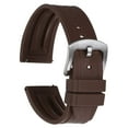 thumbnail image 1 of Correas de reloj Uxcell 22mm Correa de caucho con liberación rápida Correa marrón hebilla plateada, 1 of 7