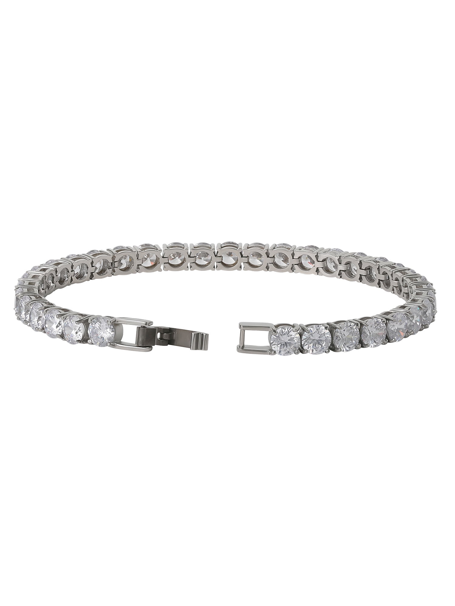 Brilliance Fine Jewelry Men’s Stainless Steel Simulated Diamond 6mm Bracelet, 8.25″