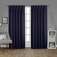 thumbnail image 5 of Exclusive Home Sateen Twill Woven Room Darkening Blackout Pinch Pleat/Hidden Tab Top Curtain Panel Pair, 96" Length, Peacoat Blue, 5 of 6