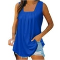 thumbnail image 2 of WCJM Astylish Women's V Neck Casual Sleeveless Cami Tank Tops Summer Tank Tops for Women 2026 Loose Fit Pleated Square Neck Sleeveless Shirt Curved Flowy Vest Basic Cotton Tee, 2 of 7