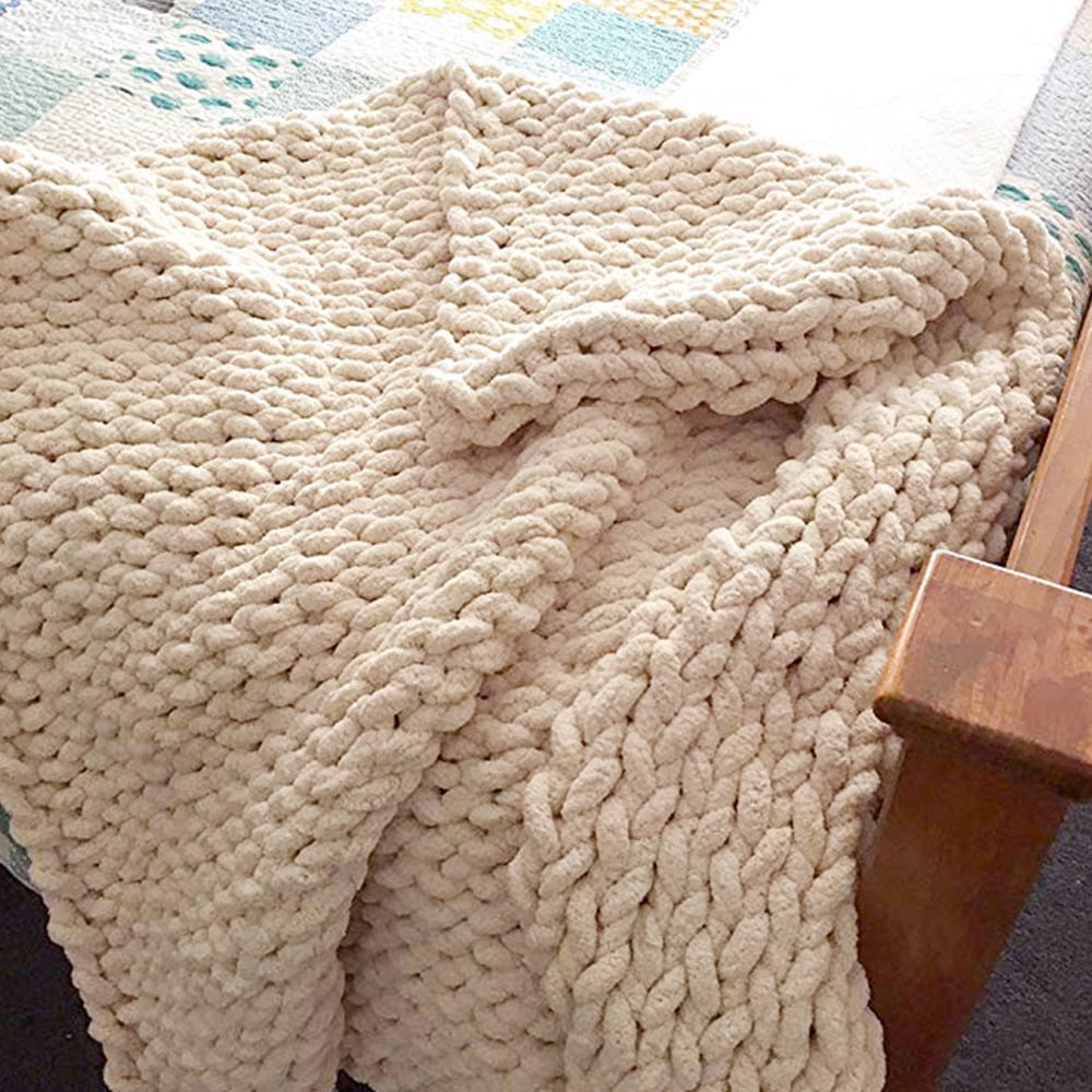 Home decor grandma gift Chunky knit blanket merino wool Big throw blanket