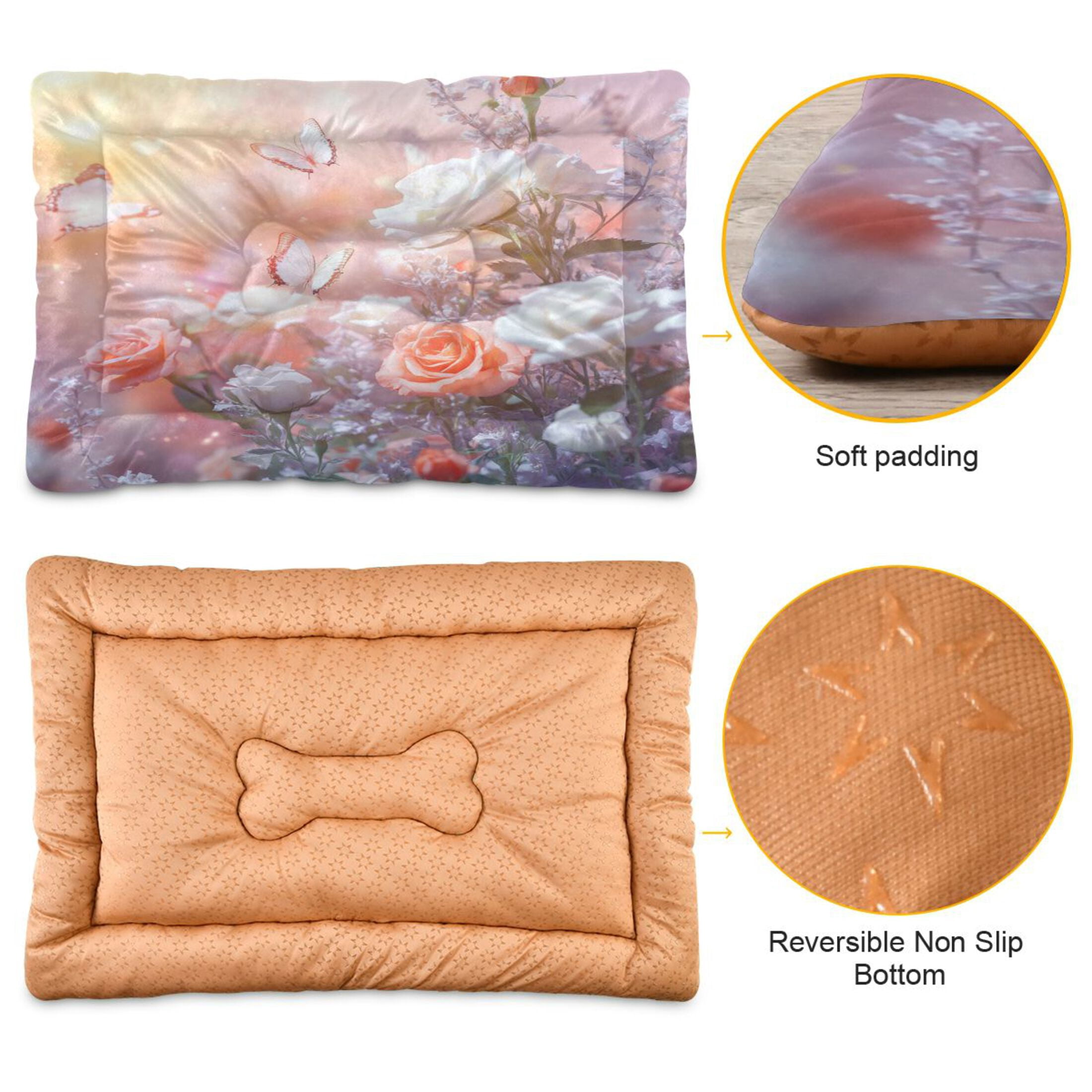 Qxltty Butterfly Gardens Ped Pad Wear-resistant and Hard to Bite Through Sleeping Pad for Small Medium Large Dogs Winter Pet Bed 36×24in