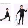 thumbnail image 2 of Naiovety Niños capa base de invierno camisa de manga larga ropa interior térmica conjunto cálido niños ropa deportiva Fitness Long Johns Uniforme atlético Azul, delgado 140 cm, 2 of 6