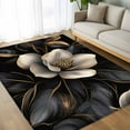 thumbnail image 4 of 5x8Ft Area Rugs Black Gold Flower Non-Skid Rubber Backing Large Rectangle Rugs - Living Room Bedroom Home Office, Gradient Luxurious Floral Botanical Indoor Floor Mat Carpets Washable Rug, 4 of 9