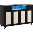thumbnail image 1 of Rattan Sideboard Buffet Cabinet With LED Lights, 2 Drawers 2 Doors Storage Cabinet, Modern Console Table With Power Outlet & Adjustable Shelves, for Dining Room, Kitchen, Living Room, 1 of 7
