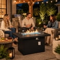 thumbnail image 4 of RADIATA 43" Aluminum Propane Fire Pit Table, 60,000 BTU Outdoor Gas Firepit, Rectangle CSA-Certified Patio Fireplace with Wind Guard & Glass Rocks, Rust-Proof Dark Gray Fire Table for Deck Poolside, 4 of 10