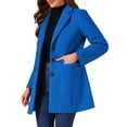 thumbnail image 4 of Abrigo de mujer INSPIRE CHIC de color sólido con solapa muesca y un solo botón, abrigo de invierno en azul profundo, talla XS, 4 of 6