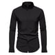 thumbnail image 1 of Camisas s Para Hombre Slim Fit Camisa de manga larga para vestido de boda de fiesta de color sólido a la moda para hombre (Black, M), 1 of 7