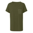 thumbnail image 4 of TIHLMK T Shirts for Women Army Green Women's Solid Short Sleeve V-Neck Casual Pockets Tee Tops T Shirt Gift for Womens Tops, 4 of 5