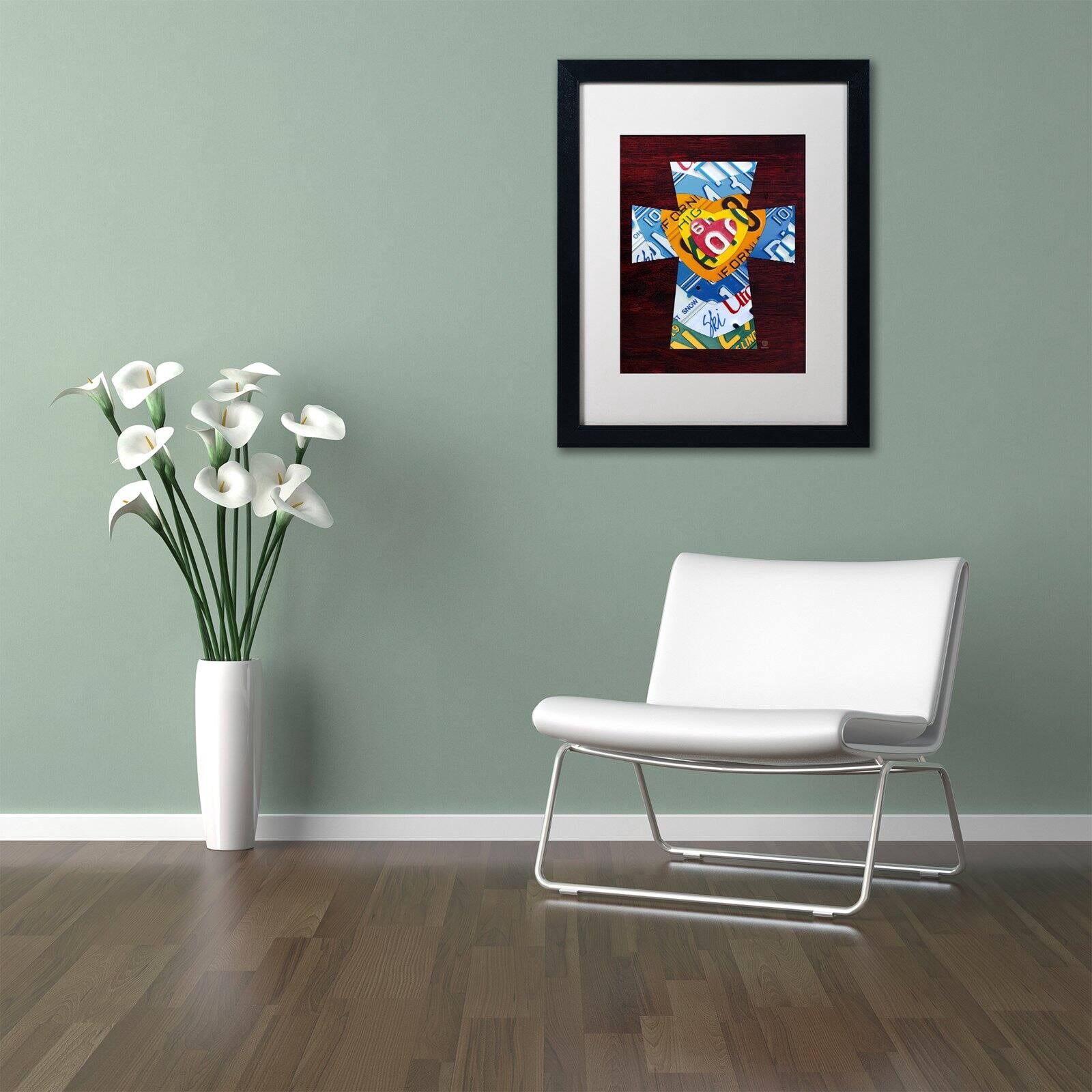 Trademark Fine Art 'Heart Cross' Canvas Art by Design Turnpike, Black Matte, Black Frame