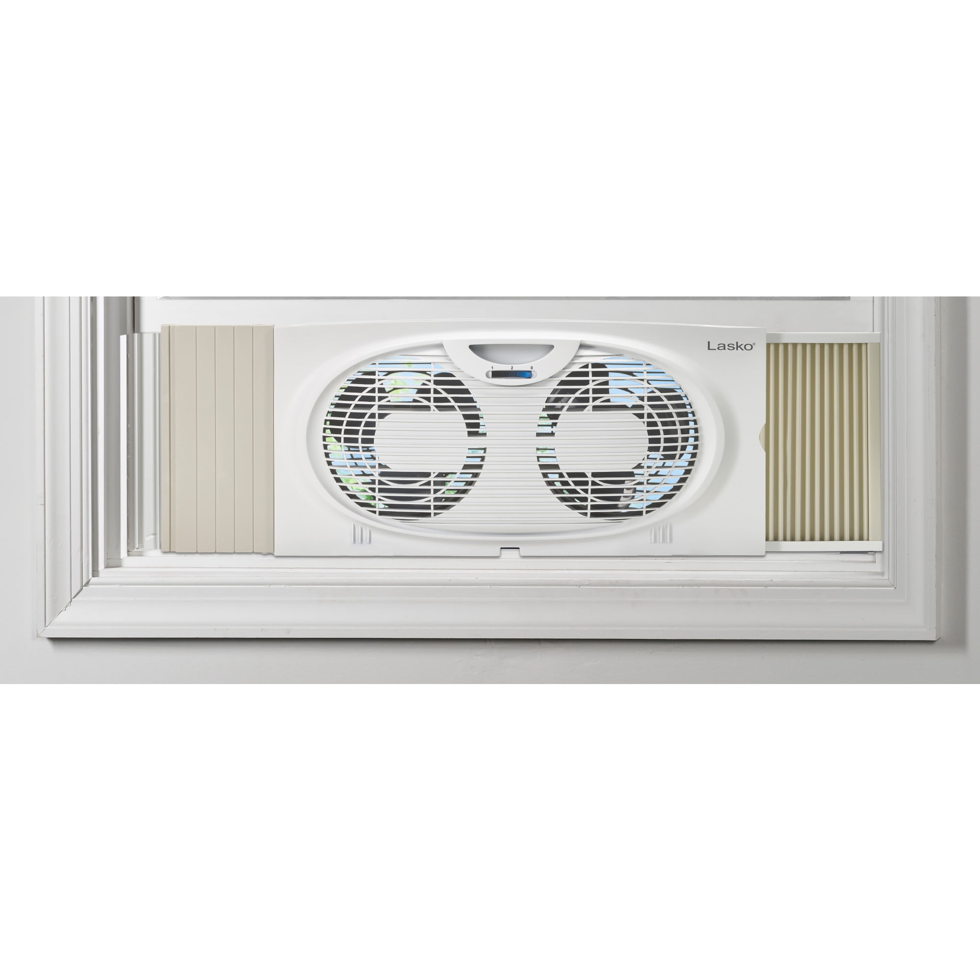 Lasko 10 In. 2-Speed Twin Window Fan with Expanding Side Panels, W07350