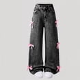 thumbnail image 4 of WMQPNNS Girl's Jeans Elastic High Waist Jeans for Girls 10-12 Wide Leg Baggy Y2K Loose Denim Pants Kids Trousers Streetwear with Zipper and Pockets(Size 10-11 Years, Black), 4 of 8