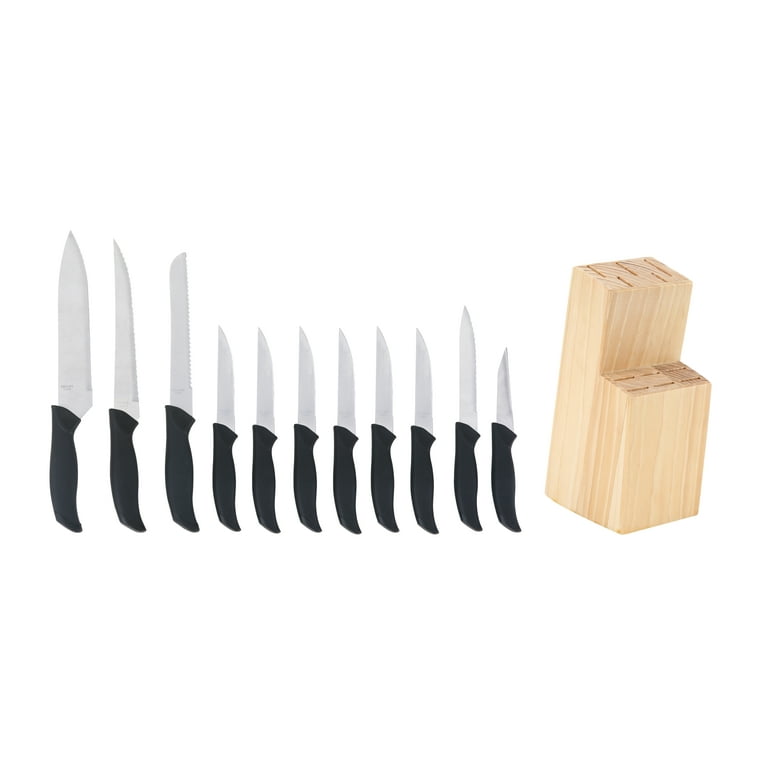 Home Basics 7 Piece Knife Set with Wood Block, Red, FOOD PREP