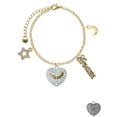 thumbnail image 2 of Delight Jewelry Goldtone Little Sister Rock on Clear Crystal Heart Goldtone Dream Big Charm Bracelet, 7.5+2" Extender, 2 of 4