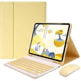 thumbnail image 1 of Funda con teclado y ratón para iPad Mini 4/5, funda de 7,9 pulgadas con teclado Bluetooth inalámbrico desmontable, portalápices, funda inteligente de cuero amarilla, 1 of 5