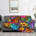 thumbnail image 2 of Naloa Butterfly Garden Flannel Fleece Throw Blanket for Bed Couch, Thick Blanket - All Seasons Suitable for Women, Men and Kids-80"x60", 2 of 6