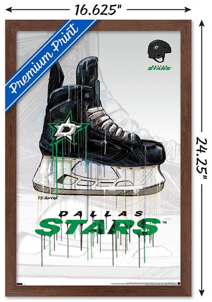 NHL Dallas Stars - Drip Skate 21 Wall Poster, 14.725" x 22.375", Framed