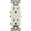 GE Grounding Designer Duplex Receptacle, 15A, UL Listed, Light Almond Electrical Outlets - 17817