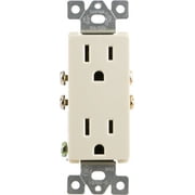 GE Grounding Designer Duplex Receptacle, 15A, UL Listed, Light Almond Electrical Outlets - 17817