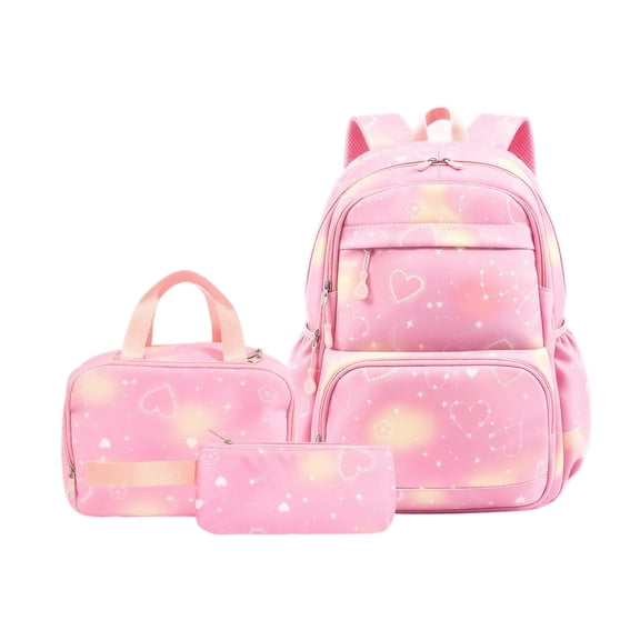 3PCS Kids Backpack for School Girls with Lunch Box & Pencil Case | Waterproof Girls Backpack, Lightweight School Bookbag for Elementary School Students Teens