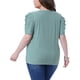 thumbnail image 3 of Agnes Orinda Blusas de Talla Grande para Mujeres con Ojal y Bordado, Manga Abullonada, Cuello Redondo, Casual, 2X Verde, 3 of 6