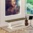 thumbnail image 2 of Pemberly Row V-Style 15x60" Wood Dining Bench in White/Brown, 2 of 5