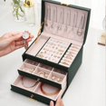 thumbnail image 1 of ziyahi 3 Layer Jewelry Box Removable Dividers Case 36 Ear Studs Waterproof Green, 1 of 9