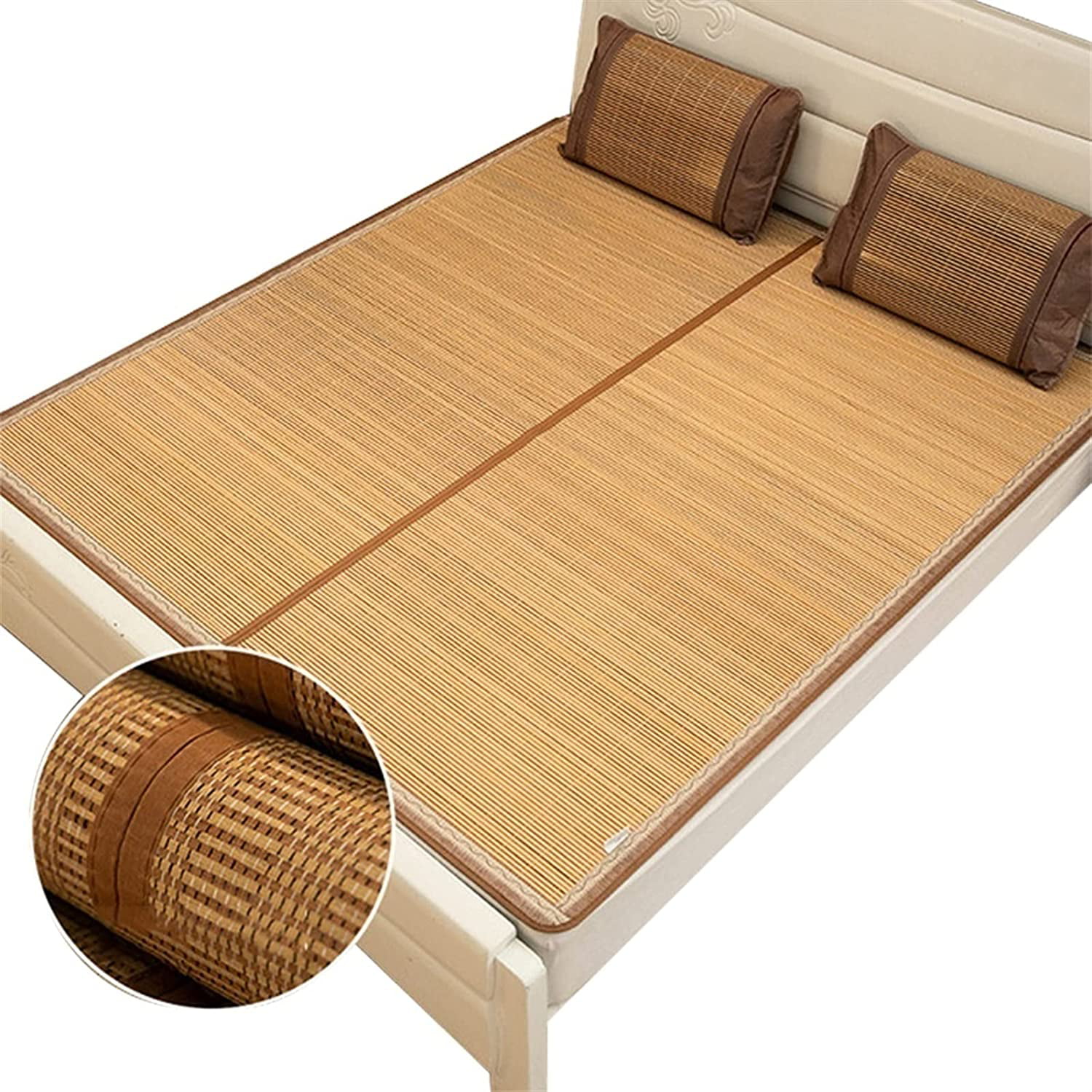 Suitable for Summer Sleeping Pad Cool Pad Foldable Carbonized Bamboo Pad Smooth Double Sided Air Conditioning Pad Suitable for Home School Dormitory Single Bed Cool Pad Summer Sleeping Pad 