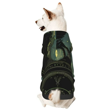 Haiem MoonNight Sky Crow for Winter Dog Hoodie Sweatshirts with Pockets Warm Dog Clothes for Small Dogs Chihuahua-X-Small