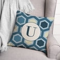 thumbnail image 3 of Creative Products U Blue Hexagon Monogram 18 x 18 Spun Poly Pillow, 3 of 3