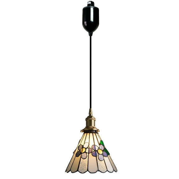 Kiven H-Type Track Lighting Pendants,Tiffany h Track Pendant Lights with Stained Glass Lampshade,Decorative Track Lighting Fixture Adjustable Height for Kitchen Island Restaurant Hallway(1-Light)