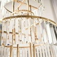 thumbnail image 3 of Wedding Gold Vases Centerpieces Crystal Flower Stand with Hanging Crystals, 5 Tier Round Chandelier Pedestal Stand for Wedding Road Lead T Stage Flower Arrangement Decoration, 3 of 5